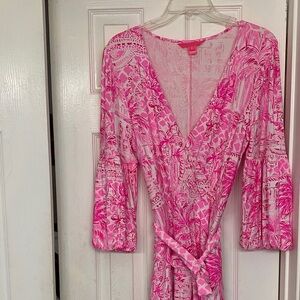 Lilly Pulitzer Vibrant Pink Floral Long Sleeve Dress